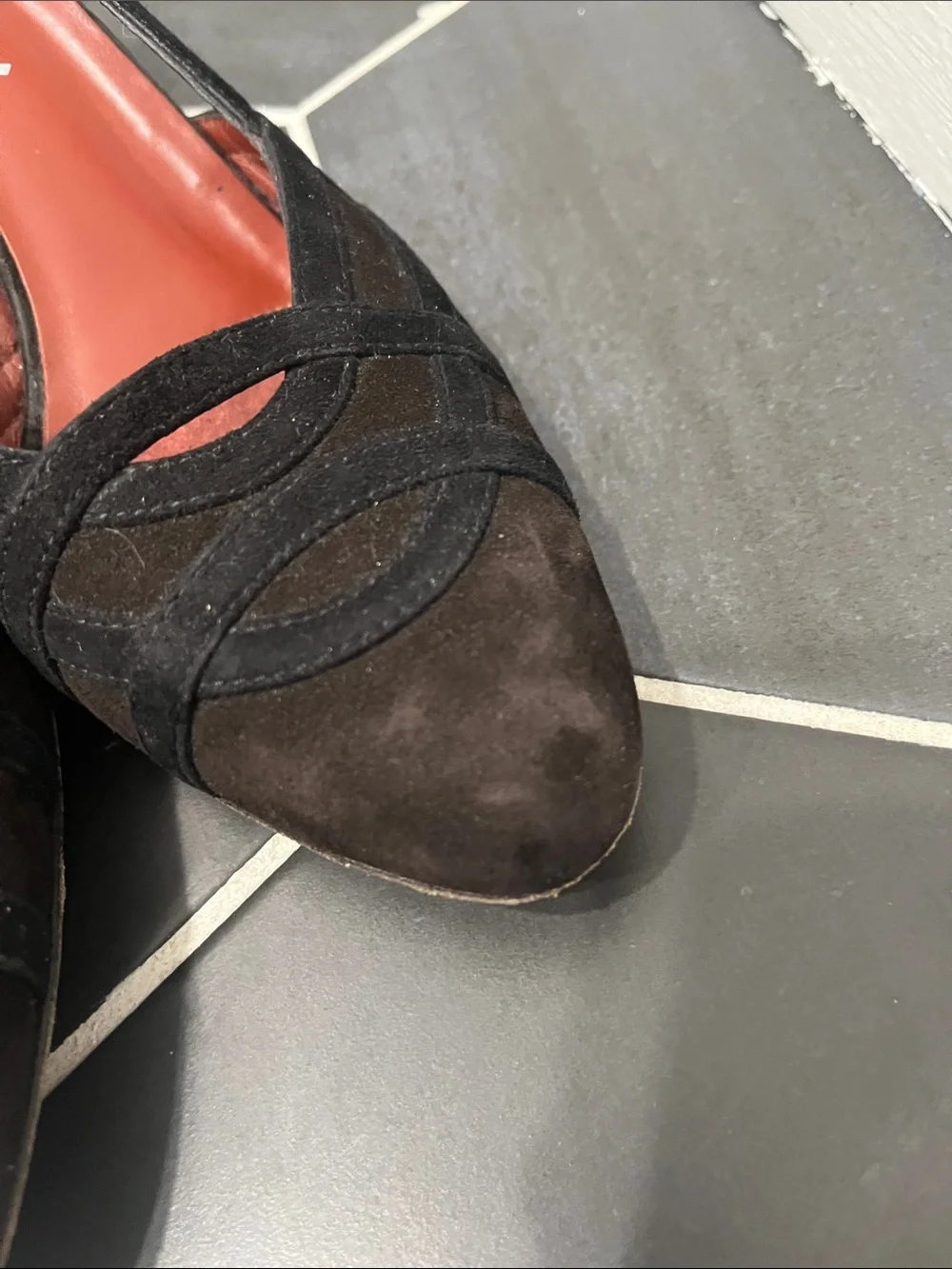 Couture Donald J. Pliner Black and Brown Suede Slingback Wedge Pumps